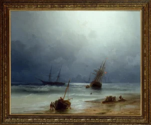 Plavba v bouřlivém moři od pláže, 1871