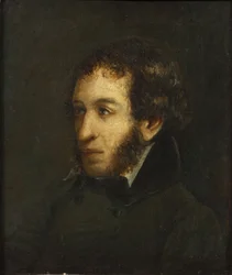Poslední celoživotní portrét básníka Alexandra Sergejeviče Puškina 1799-1837, 1837.