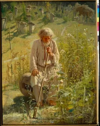 Včelař - obraz Ivana Nikolajeviče Kramskoje (1837-1887), olej na plátně