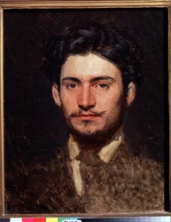 Portrét umělce Fjodora Vasiljeva (Feodor Alexandrovič, Fiodor Alexandrovič Vasiliev (1850-1873) (Portrét umělce F. Vasiljeva). Obraz Ivan Nikolajevič Kramskoj (1837-1887), olej na plátně, kolem 1871. Ruské umění, 19. století portrét.