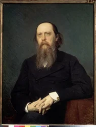 Portrét spisovatele Michaila Saltykova-Shchedrina (Saltykov Shchedrin, Saltykov-Shchedrin, Saltykov Shchedrin) (1826-1889) (Portrét autora M. Saltykova Shchedrin). Obraz Ivan Nikolajevič Kramskoj (1837-1887), olej na plátně