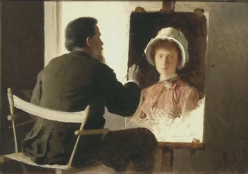 Kramskoy maluje portrét své dcery, 1884