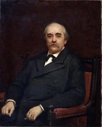 Portrét spisovatele Grigorije Danilevského (1829-1890). (Portrét autora Grigoriho Danilevského). Obraz Ivan Nikolajevič Kramskoj (1837-1887), olej na plátně