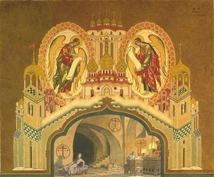 Chudovský klášter. Scénický návrh k opeře Boris Godunov M. Musorgského, 1930