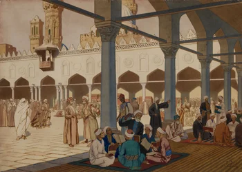 Nádvoří mešity a univerzity Al-Azhar, Káhira, 1928