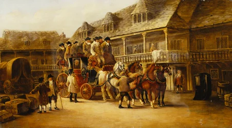 Nástup na autobus do Londýna, 1879