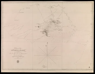 Mapa Seychelských ostrovů od důstojníků lodí H.M. Leven a Barracouta pod vedením kapitána W.F.W. Owena R.N. 1825