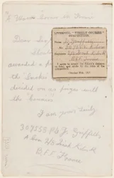 Dopis soutěžnímu redaktorovi Liverpool Weekly Courier, 1917