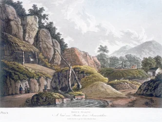 Brick Making poblíž Stanton Drew, Somerset, 28. února 1798 (barevná akvatinta)