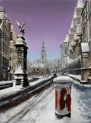 Fleet St pod sněhem, 2000 (olejomalba)