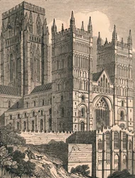 Severozápadní pohled na katedrálu v Durhamu, c1843.