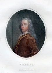 Francois Marie Arouet Voltaire, francouzský spisovatel a satirik 18. století, 1828.