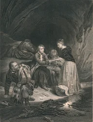 Chas. Edward The Pretender a Flora Macdonald, polovina 19. století.