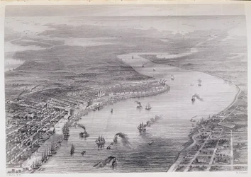 Pohled z ptačí perspektivy na New Orleans, z 