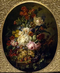 Květiny a ovoce. Obraz Moise Jacobbera (1786-1863) Ec. Hol.