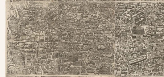 Plattegrond van Rome deset tijde van keizer Augustus (middleste blad) Velmi přesný obraz starověkého města vytvořený z antických památek Podobizna starověkého Říma ze stop zničených budov