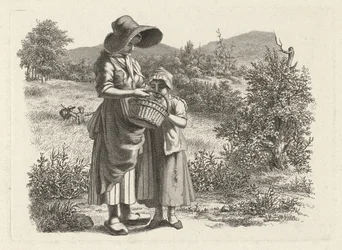 Mladá žena a dítě v košíku Studijní tisky / Etudes gravées (název série)