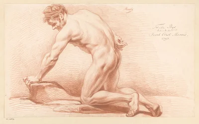 Klečící mužský akt, boční pohled (2. cena 1797)
