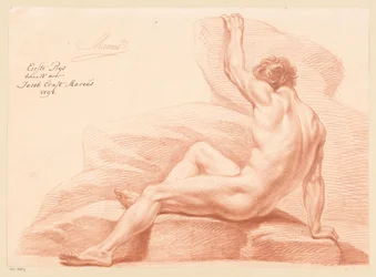 Sedící mužský akt, boční pohled (1. cena 1798)