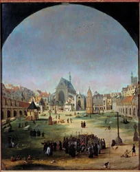 hřbitov neviňátek a jeho hromadný hrob za vlády Františka I. Obraz Jakoba Grimera (1526-c. 1589)
