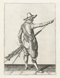 Mušketýr odstraňuje nabiják, cca 1600
