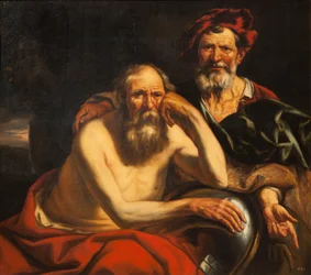 Hérakleitos a Démokritos.