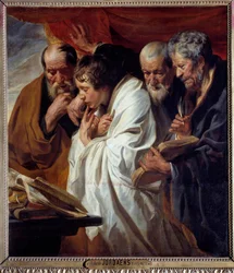 Obraz čtyř evangelistů od Jacoba Jordaense (1593-1678) 17. století. Rozměr 1,34 x 1,18 m