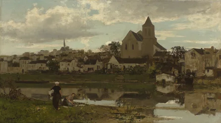 Holandsky: Gezicht op Montigny-sur-Loing Pohled na Montigny-sur-Loing