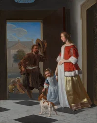 Obchodník s rybami u dveří, 1663 (olej na plátně na panelu)