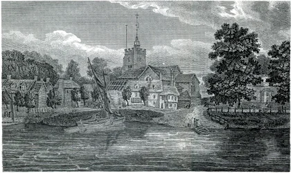 Rytina St Nicholas Church Chiswick od Schnebbelie 1807