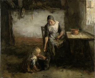 Žena loupání brambor