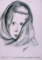 Zarghoona, Panshir Valley, Afghánistán, 4. července 2002 (uhlí na papíře)