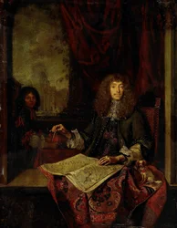Portrét Carela Quiny (1622-89), rytíře Božího hrobu a cestovatele Asie narozeného v Amsterdamu