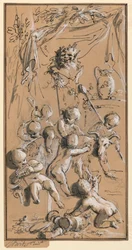 Putti hraje před hermou
