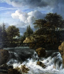 Vodopád ve skalnaté krajině, 1660-70
