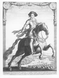 Švédský král Gustav Adolf II. na koni, 1632