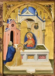 Lucia se modlí u hrobu svaté Agathy, kolem roku 1410.