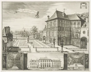 Pohled na Rubensův dům v Antverpách Pohled na dům Hilwerue v Antverpách Party de la maison Hilwerue Aanvers 1692 (název na objektu)