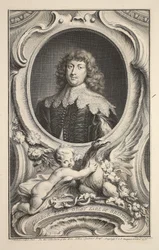 Portrét George, lorda Digbyho, hraběte z Bristolu, ilustrace z knihy "Heads of Illustrious Persons of Great Britain", vyd. Knapton, Londýn 1742.