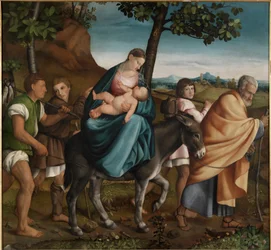 Útěk do Egypta - obraz Jacopo Bassano (nebo da Ponte) Il Vecchio (starší) (1510-1592), olej na dřevě