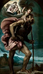 "Svatý Kryštof"" Obraz od Jacopa Bassana staršího (asi 1510-1592) 1559 Rozměr 148x87 cm Museo Nacional de Bellas Artes, Havana, Kuba ©DeAgostini/Leemage