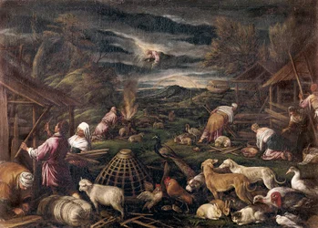 Noe po potopě. Obraz Jacopo da Ponte, zvaný Jacopo Bassano (1515-1592)