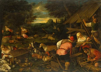 Bůh mluví k Noemovi po potopě, kolem roku 1578 (olej na plátně)