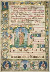 List z graduálu: Iniciála (M) se sv. Ondřejem (recto)