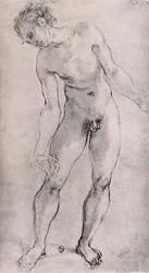 Studie mužské postavy pro oltářní obraz „Snímání z kříže“ v kapli Capponi, Santa Felicita, Florencie, 1525-27