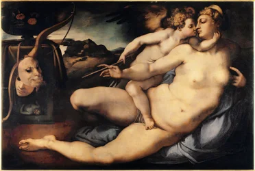 Venuše a Kupid, 1532-1534, rozměry 128 x 197 cm, Florencie, Galleria dell