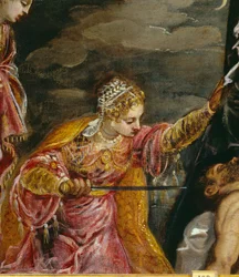 Judith a Holofernes (olej na plátně), Tintoretto, Jacopo Robusti (1518-94) - Detail Judith a Holofernes (olej na plátně) Tintoretto, Jacopo Robusti (1518-94) 16. století ne. 0,58 x 1,19 m Madrid, Prado Mu