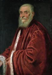 Portrét senátora Marca Grimaniho (1494-1544), Tintoretto, Jacobo (1518-1594). Olej na plátně, c. 1580. Rozměry : 96x60 cm. Uměleckohistorické muzeum, Vídeň