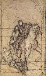 Studie pro San Martino od Jacopa Robustiho známého jako Tintoretto (1519-1594), kresba