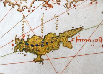 Kypr, renesanční mapa Evropy, podle Jacopa Russa, 1528